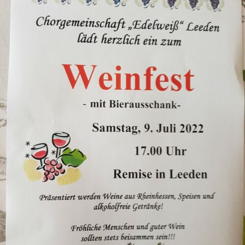Weinfest der Chorgemeinschaft Edelweiß Leeden am 09.07.2022